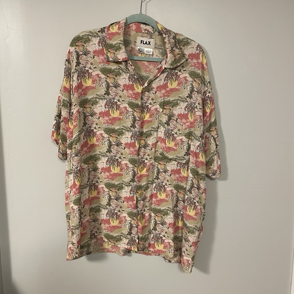 FLAX Vintage 2004 Thinking Tropics Line‎ Shirt Tropic Sun Size Small Oversized